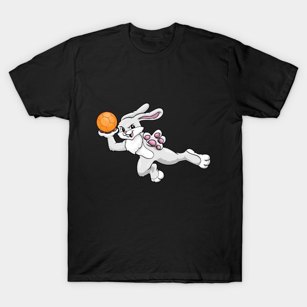 Rabbit as handball player with handball T-Shirt by Markus Schnabel